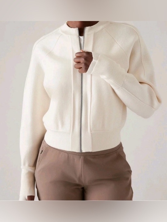 Athleta Sweaters - New Athleta Sequoia Sweater Jacket Cardigan Large Magnolia White Cream Full Zip